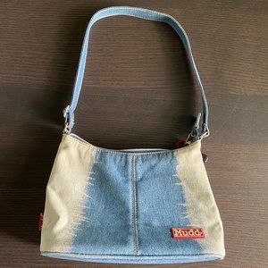 Mudd Two-Tone Blue and Cream Denim Shoulder Bag